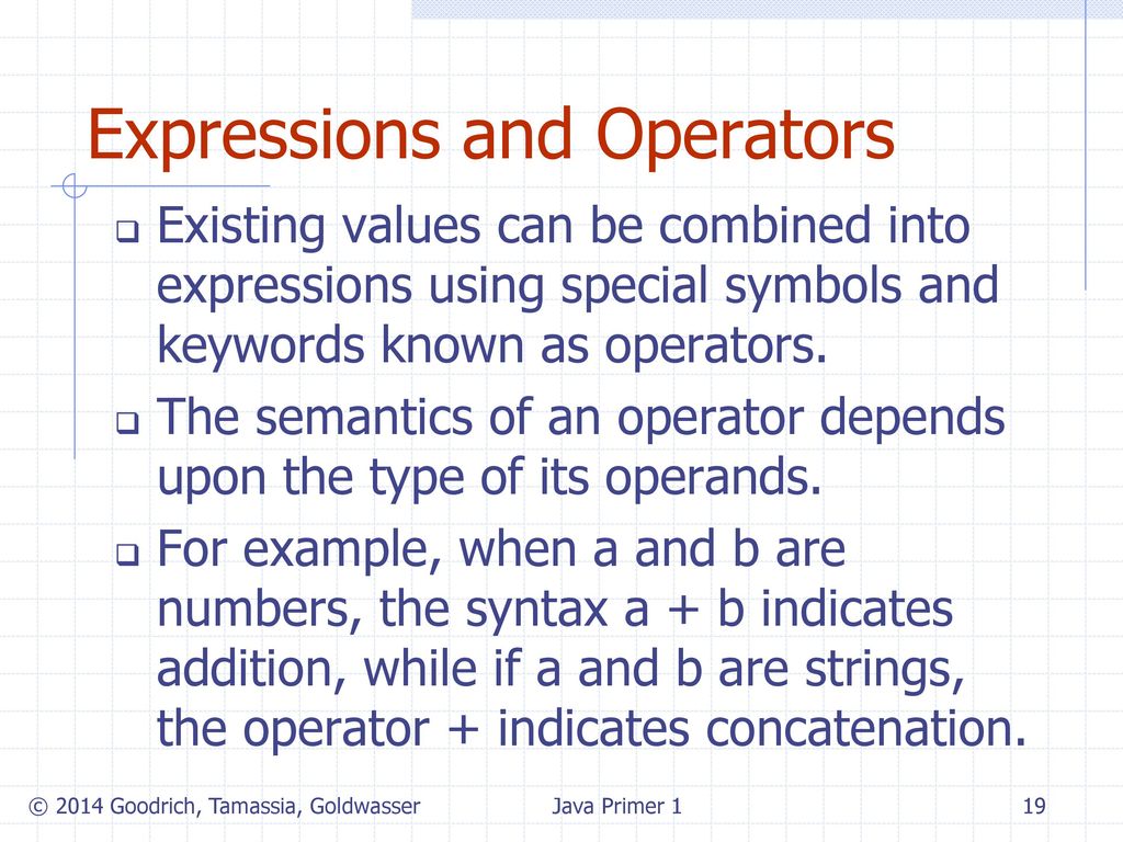 Java Primer 1: Types, Classes and Operators - ppt download