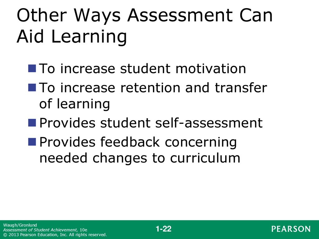 Other Ways Assessment Can Aid Learning