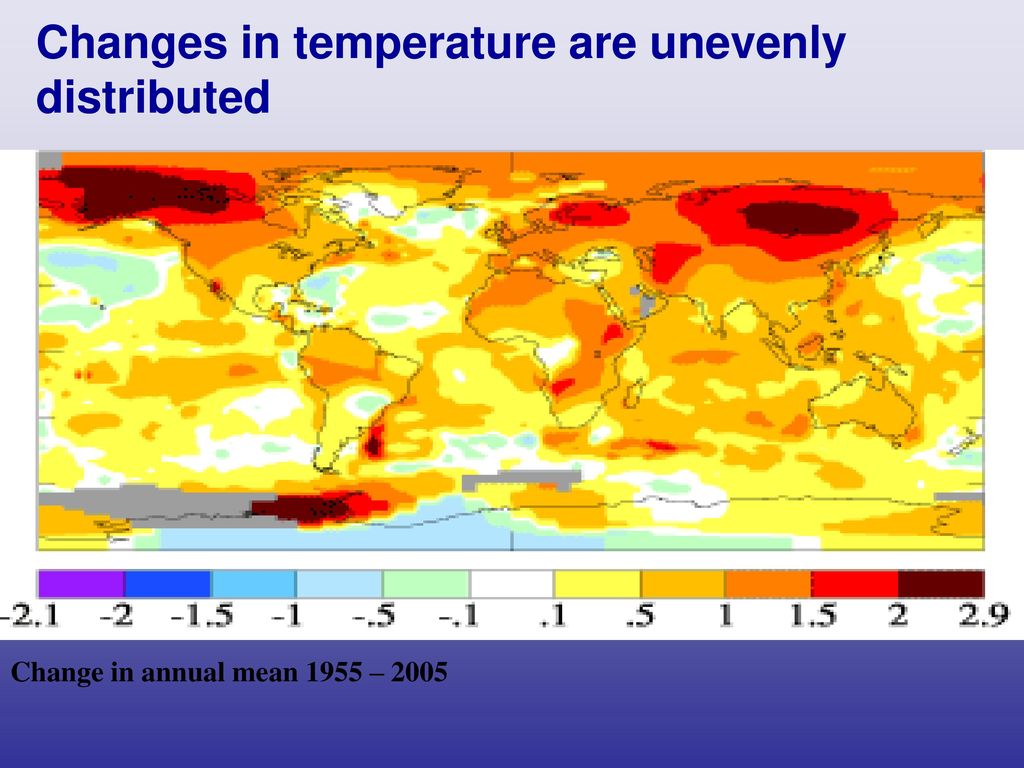 Changes in temperature are unevenly distributed