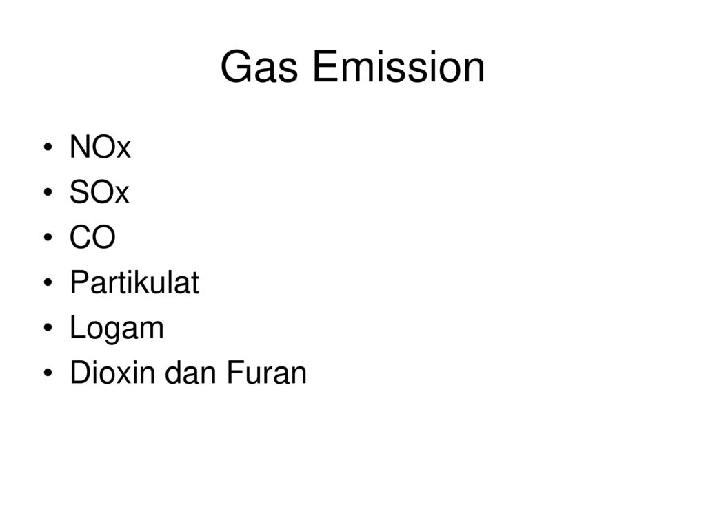 Gas Emission NOx SOx CO Partikulat Logam Dioxin dan Furan
