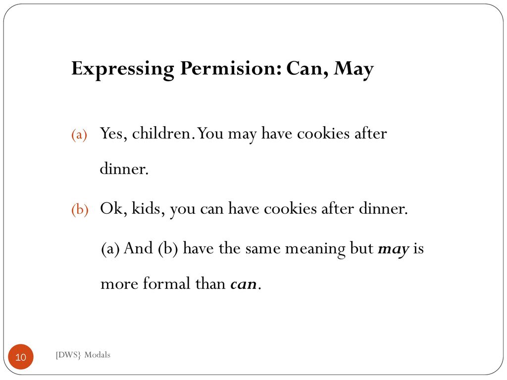 Expressing Permision: Can, May