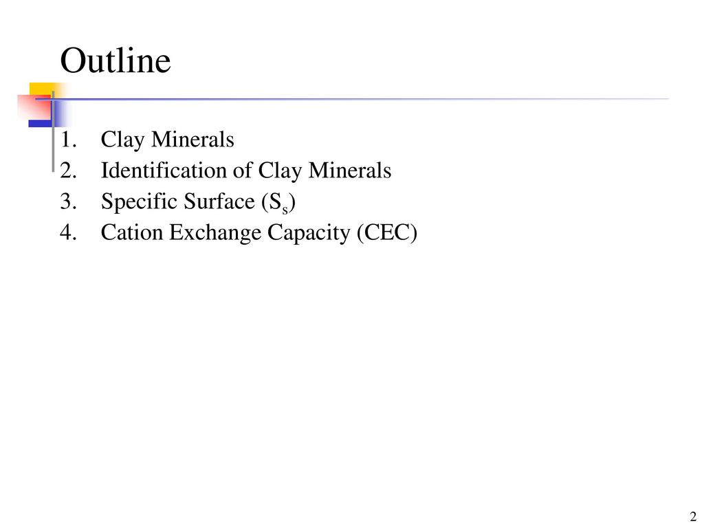Outline Clay Minerals Identification of Clay Minerals