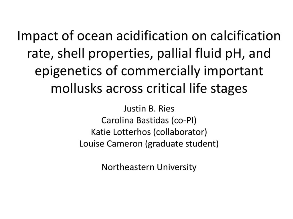 Impact of ocean acidification on calcification rate, shell properties, pallial fluid pH, and epigenetics of commercially important mollusks across critical life stages