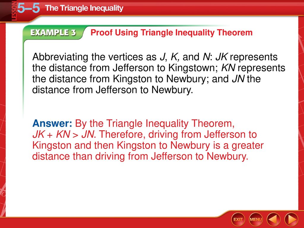 Proof Using Triangle Inequality Theorem