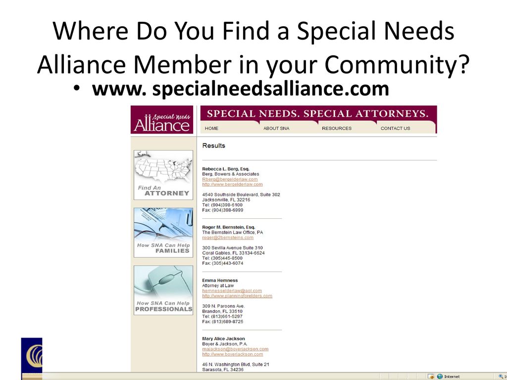 Where Do You Find a Special Needs Alliance Member in your Community