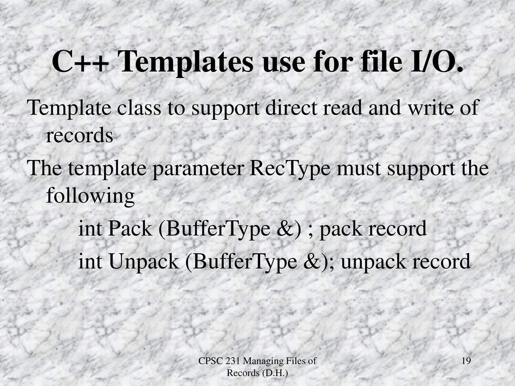 CPSC 231 Managing Files of Records (D.H.) - ppt download