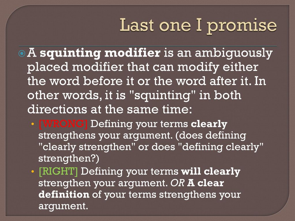 define squinting modifier