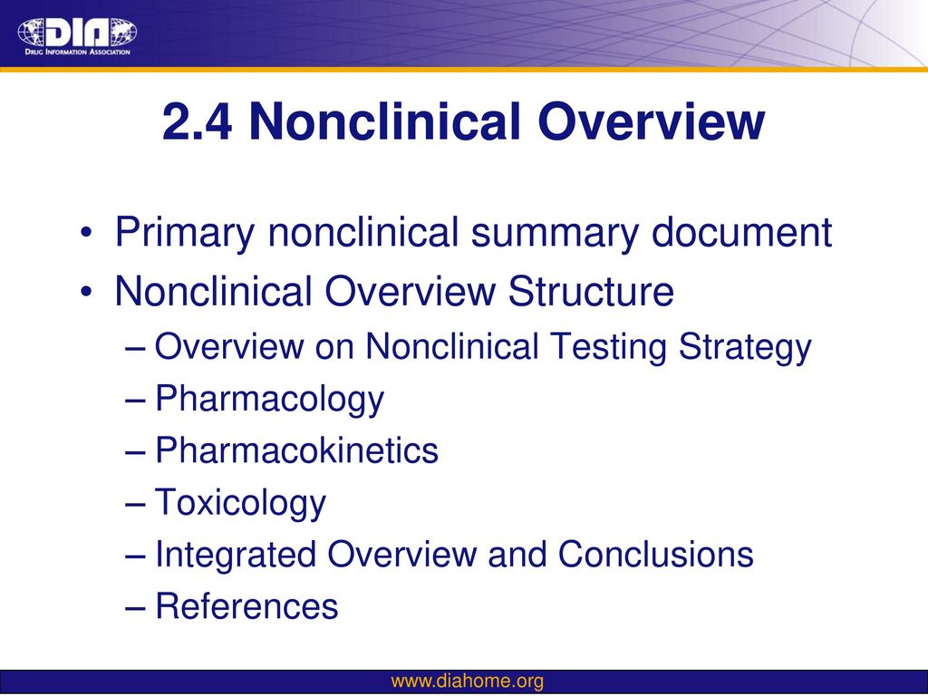 2.4 Nonclinical Overview Primary nonclinical summary document