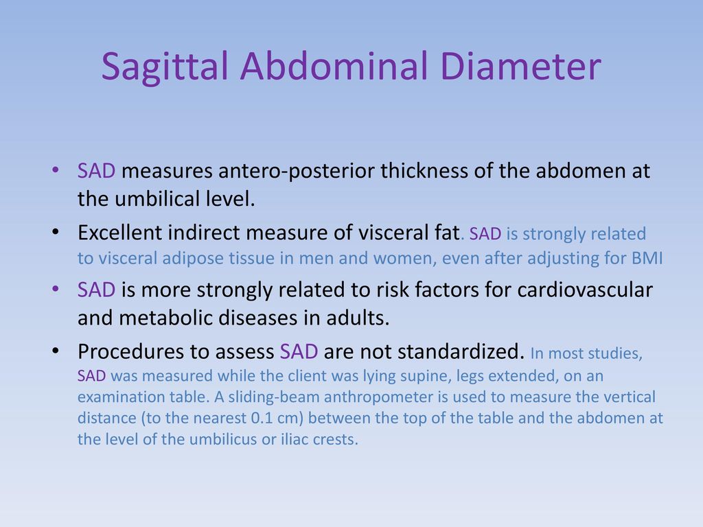 Sagittal Abdominal Diameter Chart