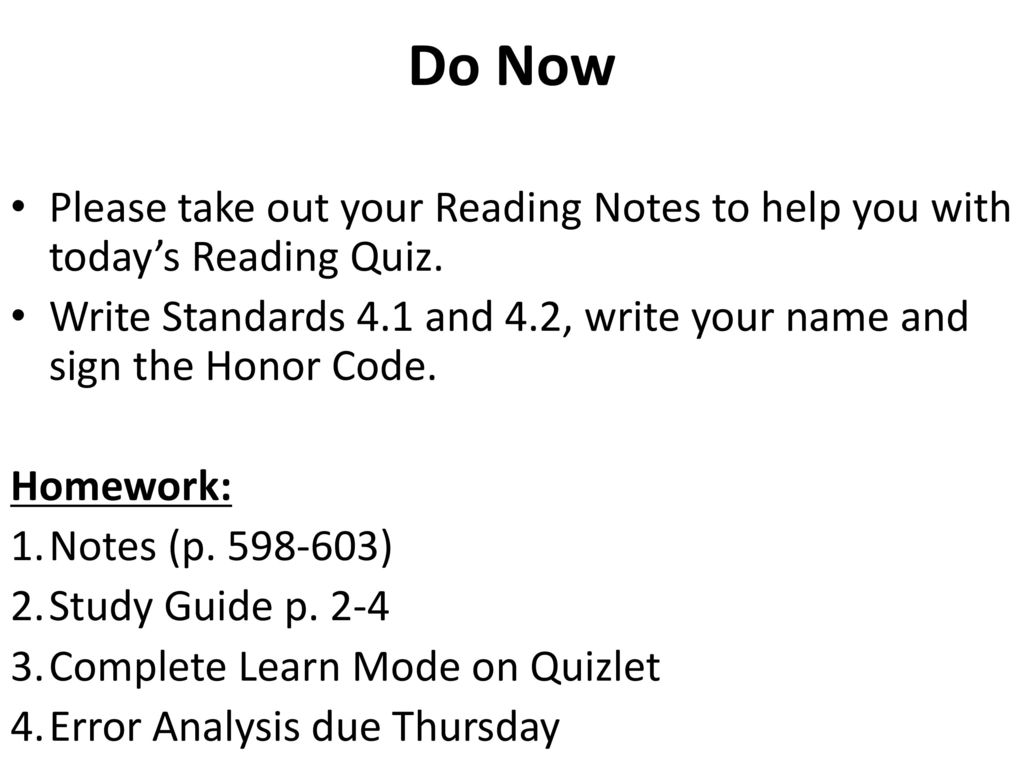 Do Now Please Take Out Your Reading Notes To Help You With