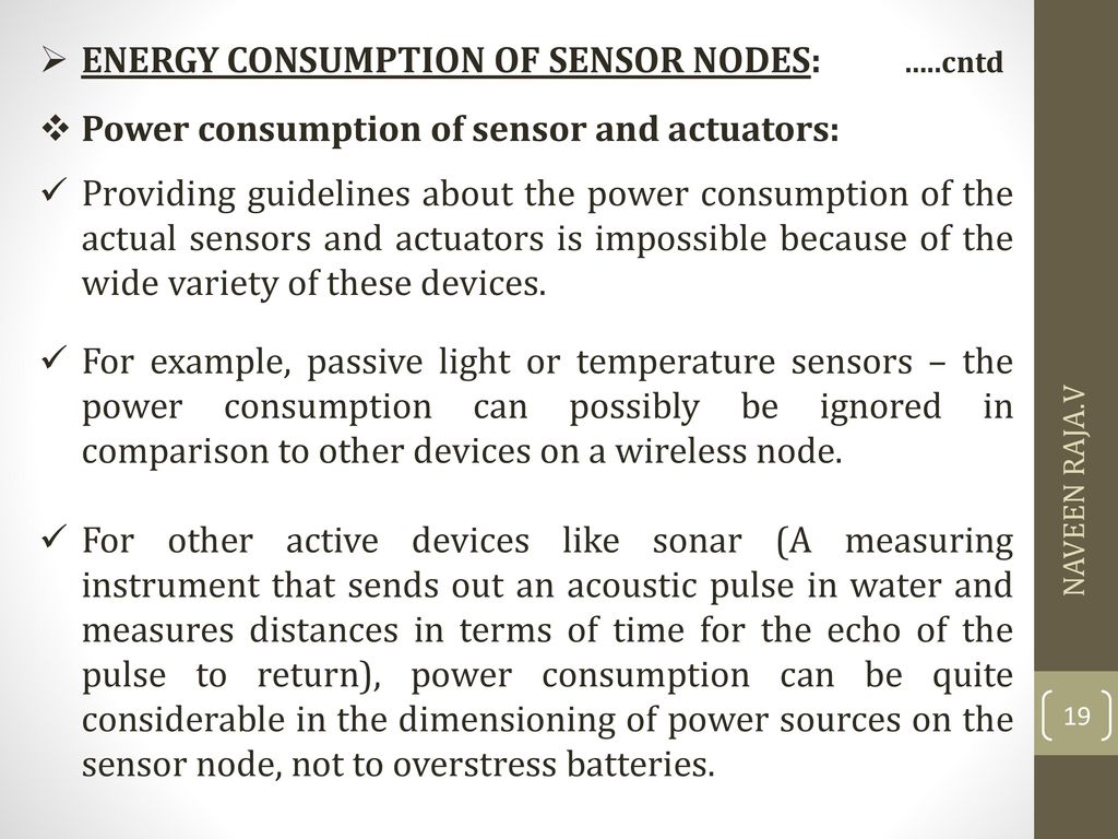 ENERGY CONSUMPTION OF SENSOR NODES: …..cntd