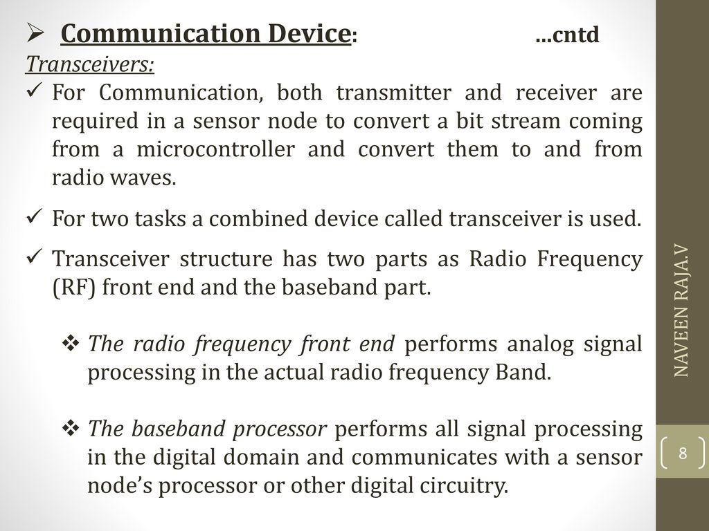 Communication Device: …cntd