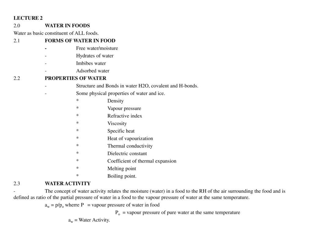 LECTURE WATER IN FOODS Water As Basic Constituent Of ALL Foods Ppt lecture-water-in-foods-water-as-basic-constituent-of-all-foods-ppt