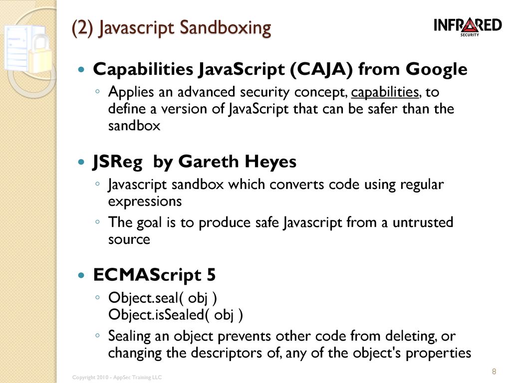 (2) Javascript Sandboxing