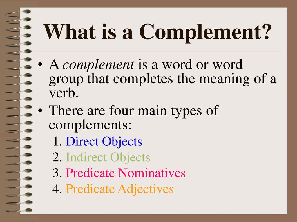Meaning of word groups. Complement is. Complement in English Grammar. What is the complement. What is the Double complement?.