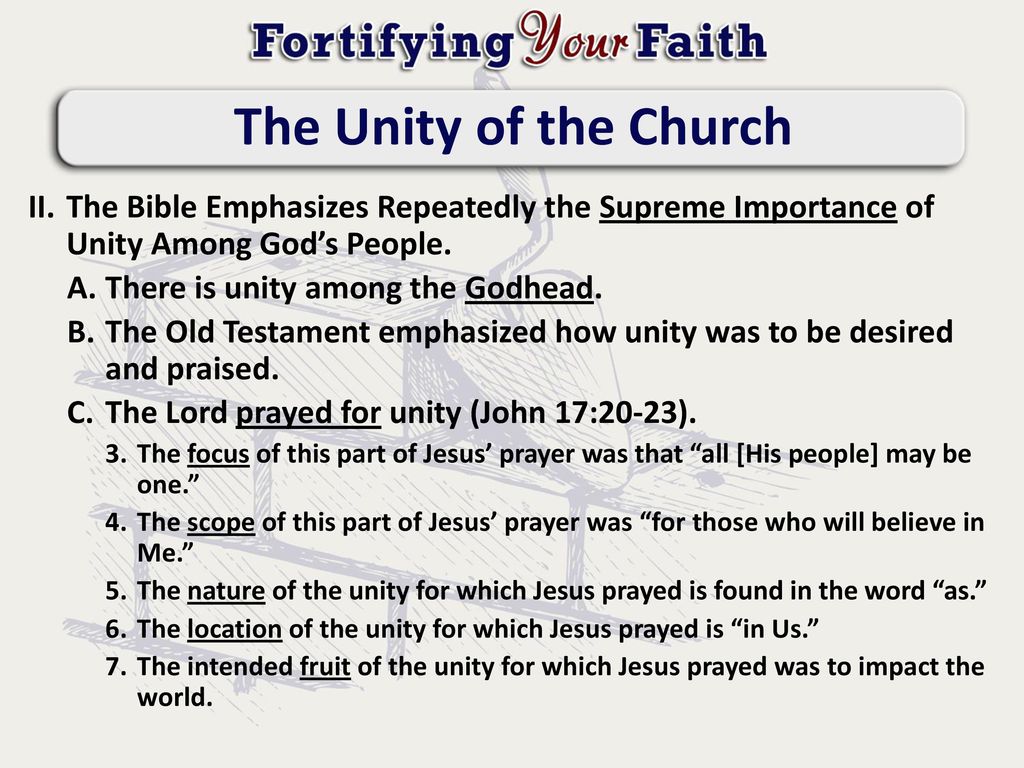 The Unity of the Church The Bible Emphasizes Repeatedly the Supreme Importance of Unity Among God’s People.