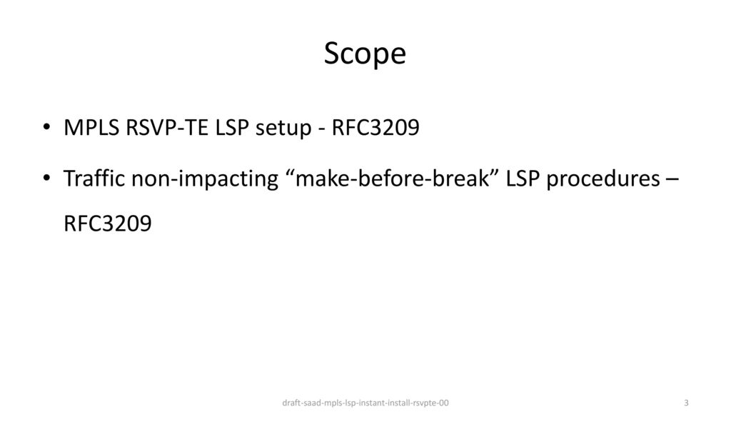 MPLS LSP Instant Install draft-saad-mpls-lsp-instant-install ppt download