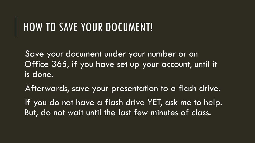 How to save your document!