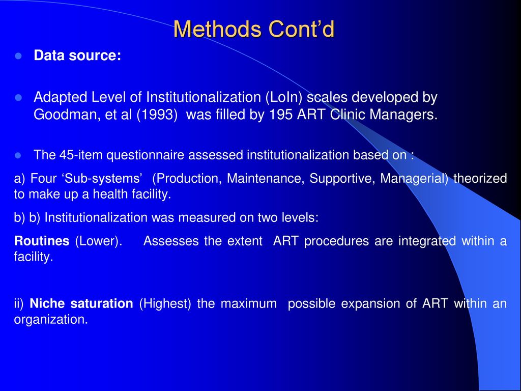 A Comparison Of The Institutionalization Of ART Interventions In Four ...