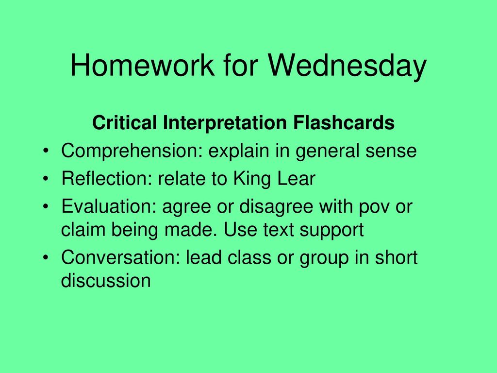 Homework for Wednesday