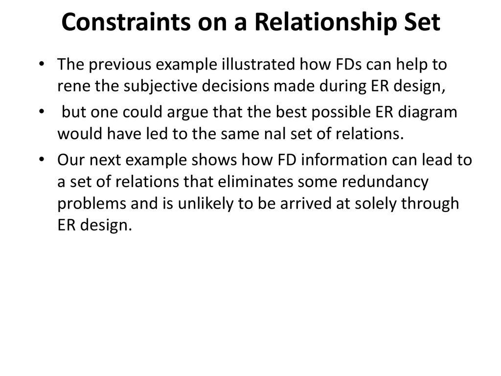 Constraints on a Relationship Set