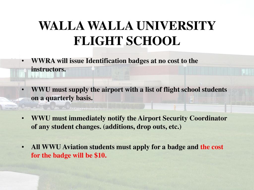 WALLA WALLA UNIVERSITY FLIGHT SCHOOL
