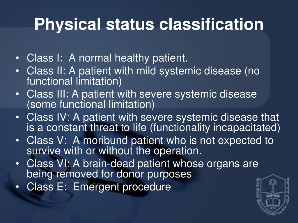 Physical status classification