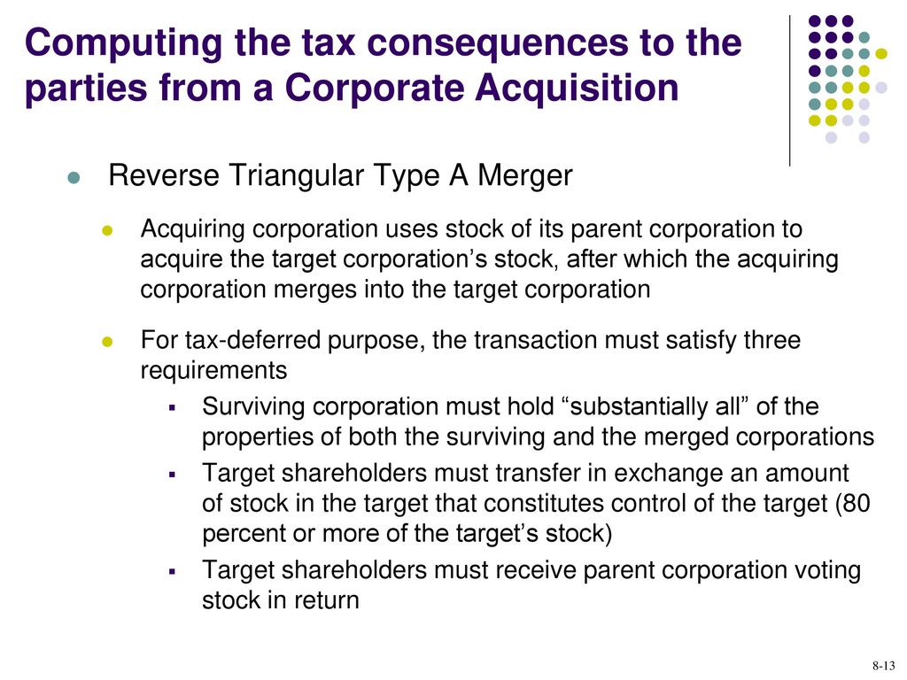 Computing the tax consequences to the parties from a Corporate Acquisition