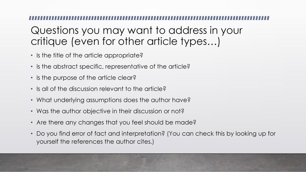 How To Critique A Journal Article Ppt Download