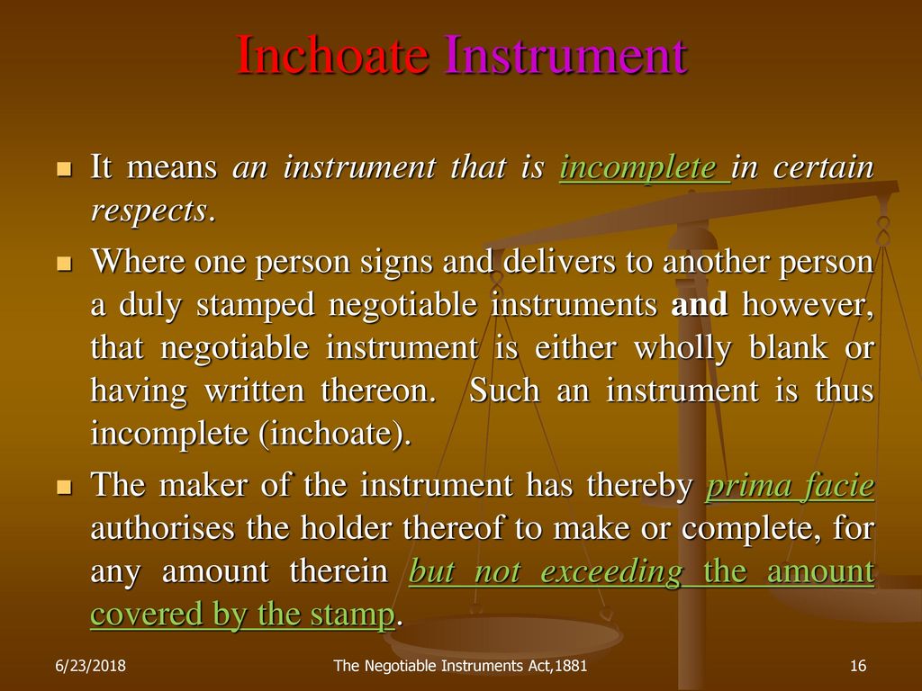 what is inchoate instrument