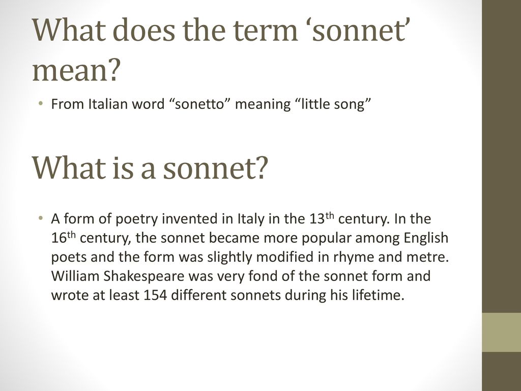 Introduction to the 'Elizabethan Sonnet' - ppt download