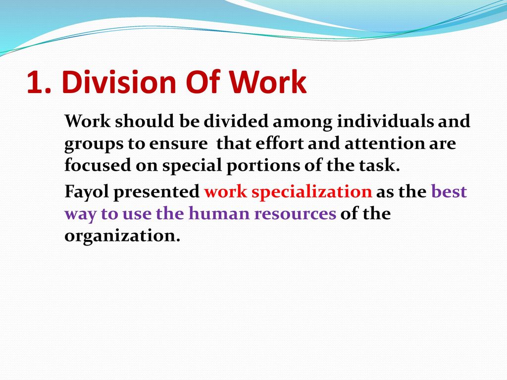 1. Division Of Work