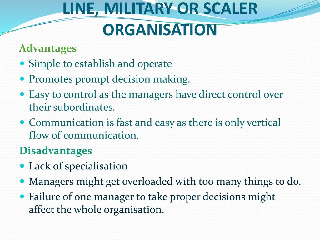 LINE, MILITARY OR SCALER ORGANISATION