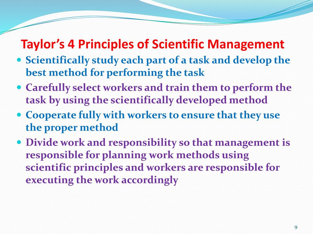 Taylor’s 4 Principles of Scientific Management