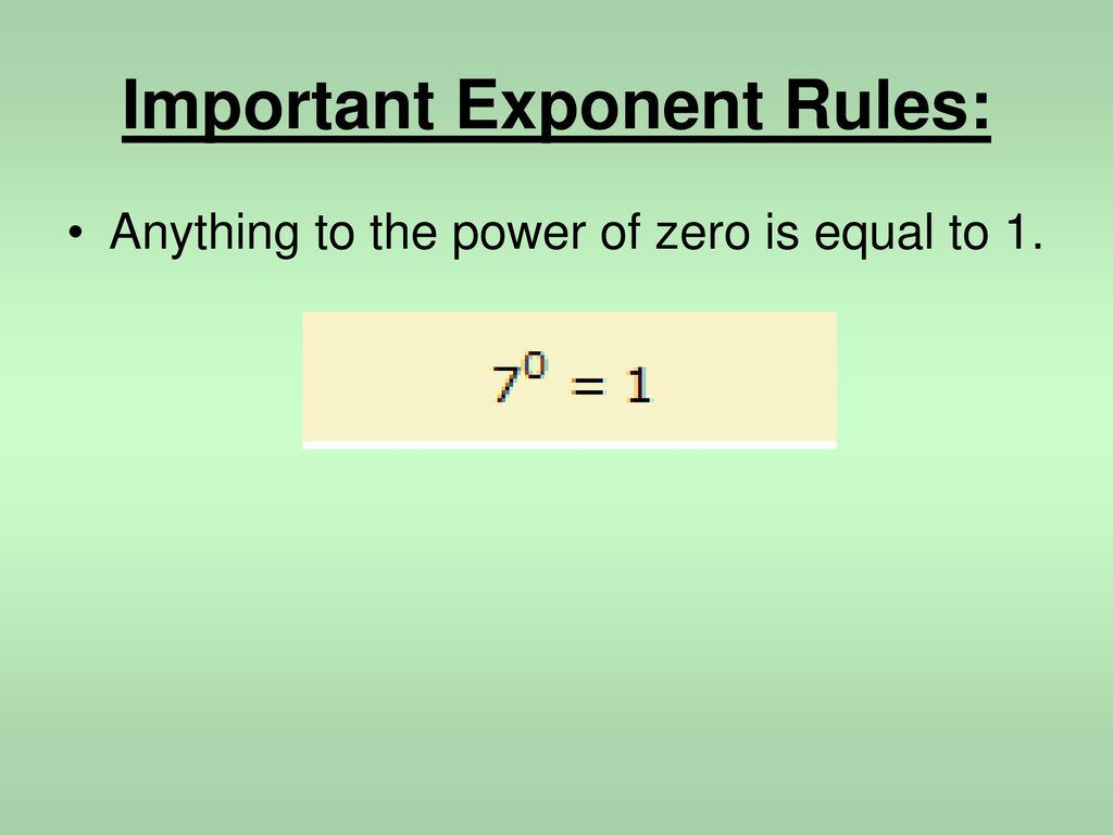 Important Exponent Rules: