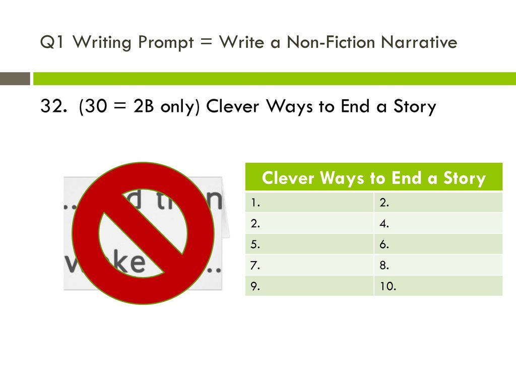 Q1 Writing Prompt = Write a Non-Fiction Narrative