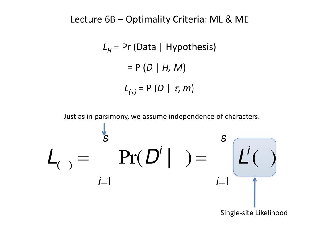 Lecture 6B – Optimality Criteria: ML & ME - ppt download