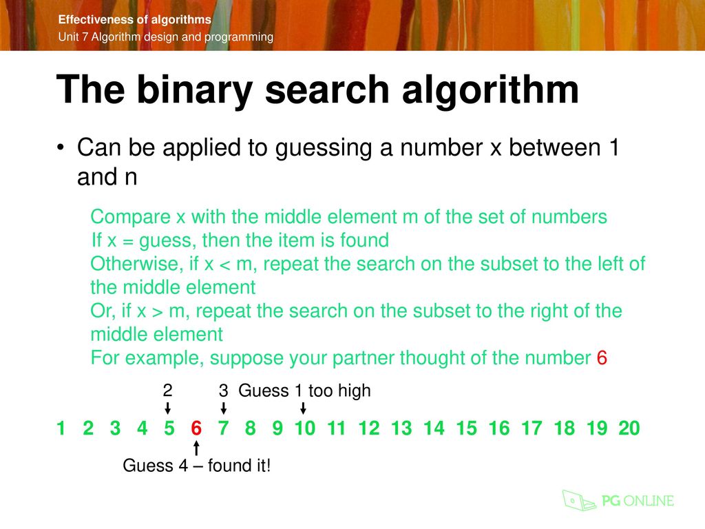 The binary search algorithm
