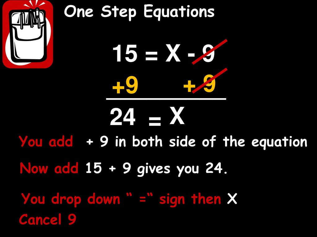 15 = X _________ X 24 = One Step Equations