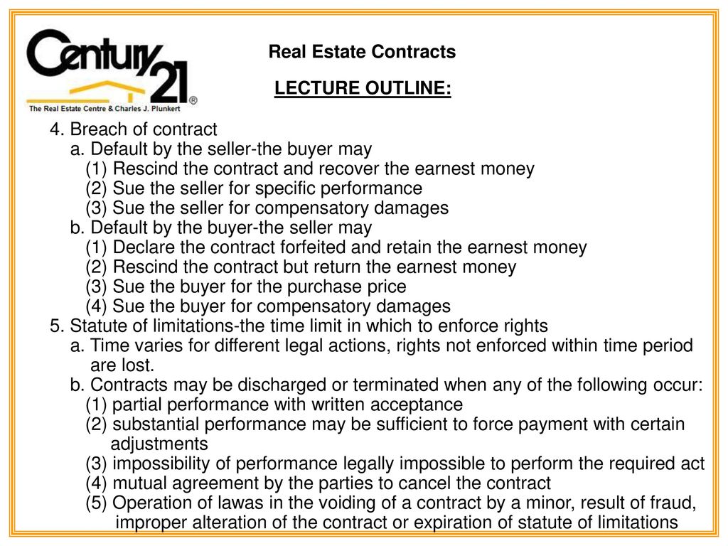 Real estate contracts learning objectives define a contract ppt