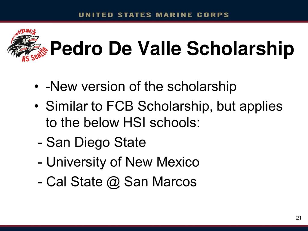 Pedro De Valle Scholarship