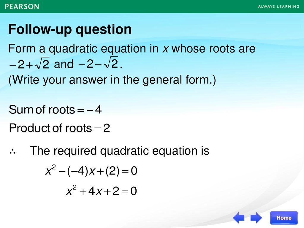 Nature of Roots of a Quadratic Equation - ppt download