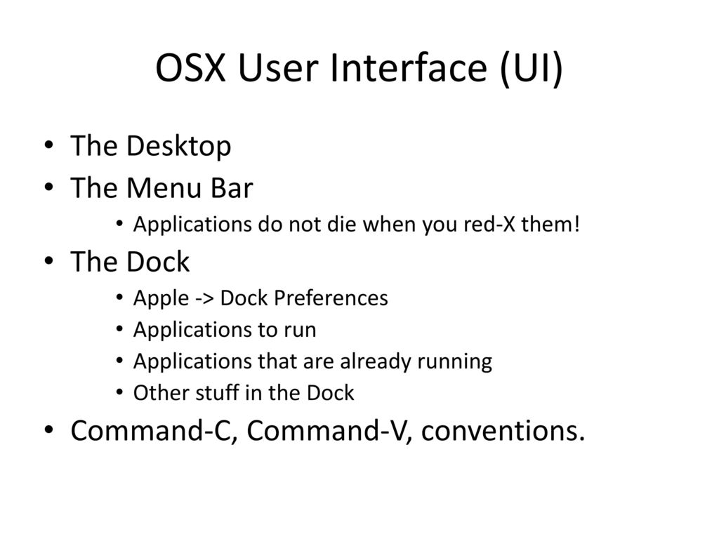 OSX User Interface (UI)