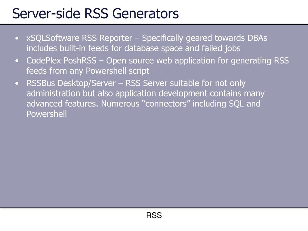 Using rss for administration ppt download