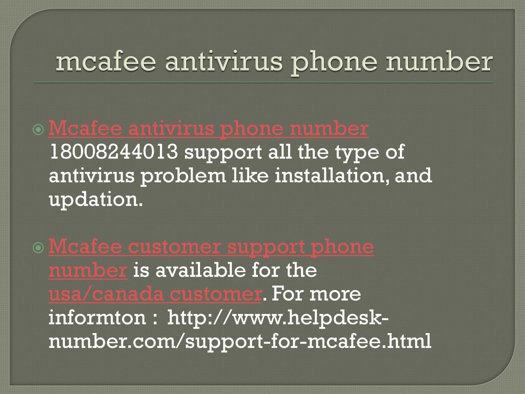 mcafee antivirus phone number