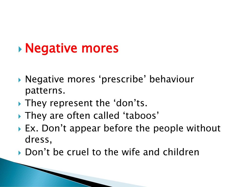 examples of mores in sociology