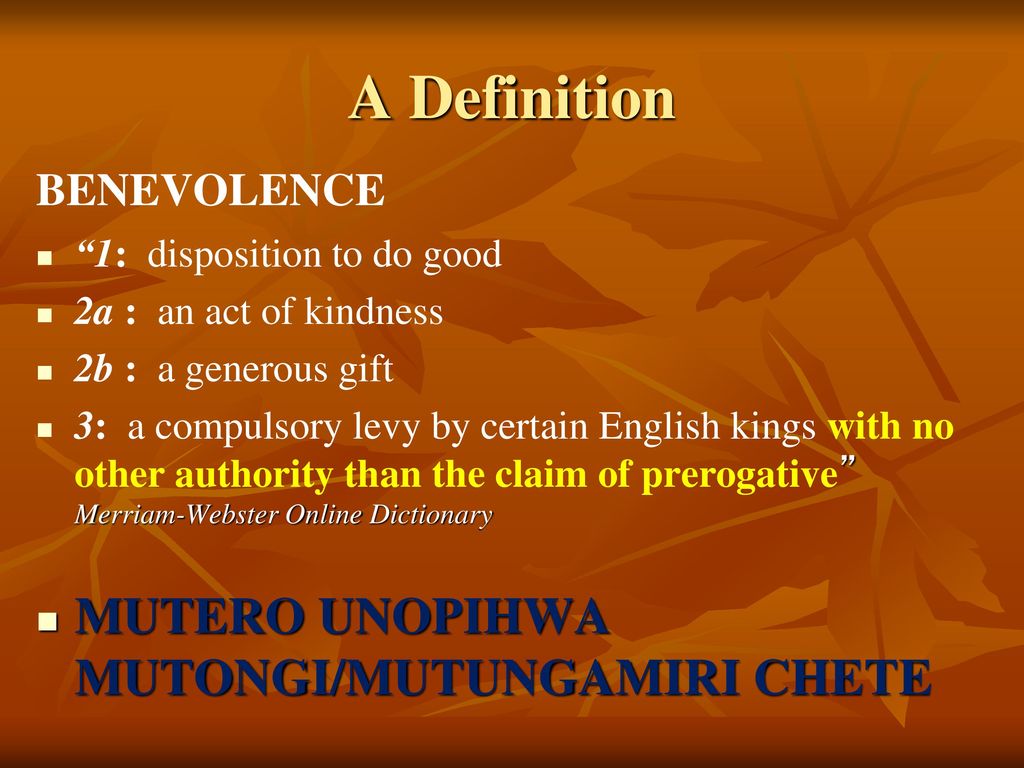 Benevolent Definition