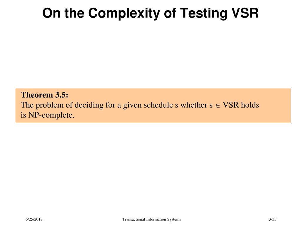 On the Complexity of Testing VSR