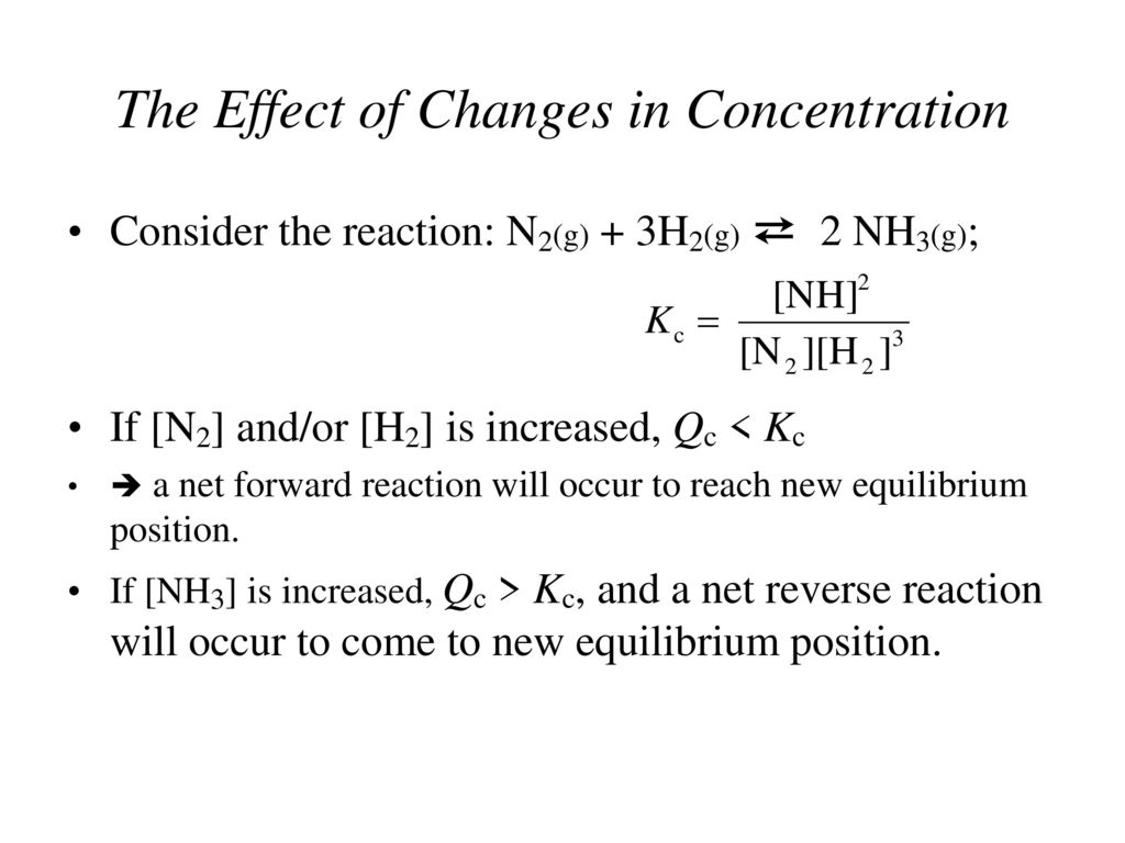 The Effect of Changes in Concentration