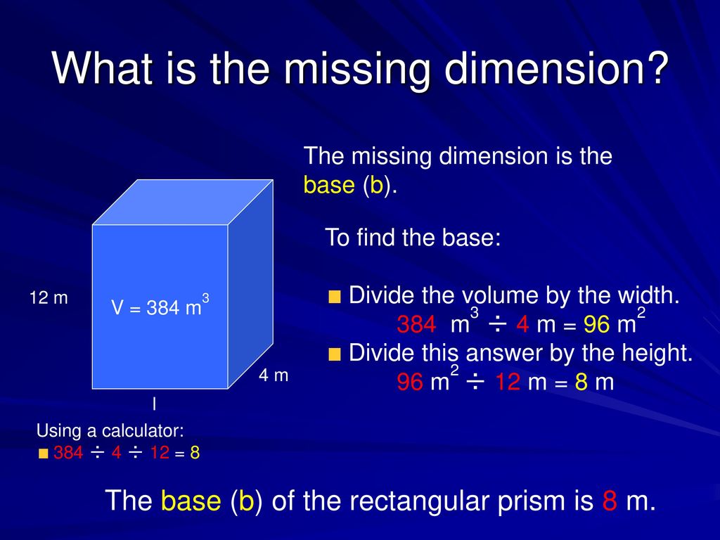 Volume and Missing Dimension SO 30, 30 - ppt download